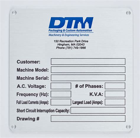 cnc machine nameplate|machine identification plates.